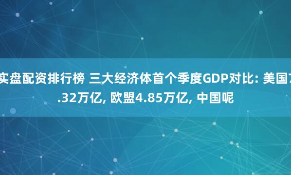 实盘配资排行榜 三大经济体首个季度GDP对比: 美国7.32万亿, 欧盟4.85万亿, 中国呢